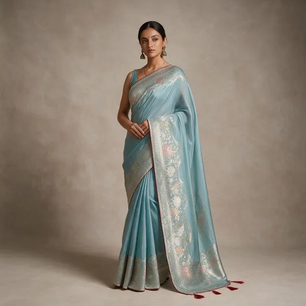 Blue_Brocade_Saree_For_Women