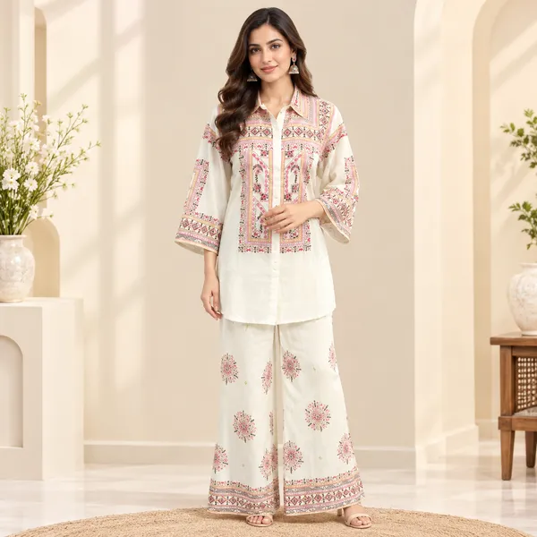 Cream_Embroidered_Straight_Kurta_Set_For_Women