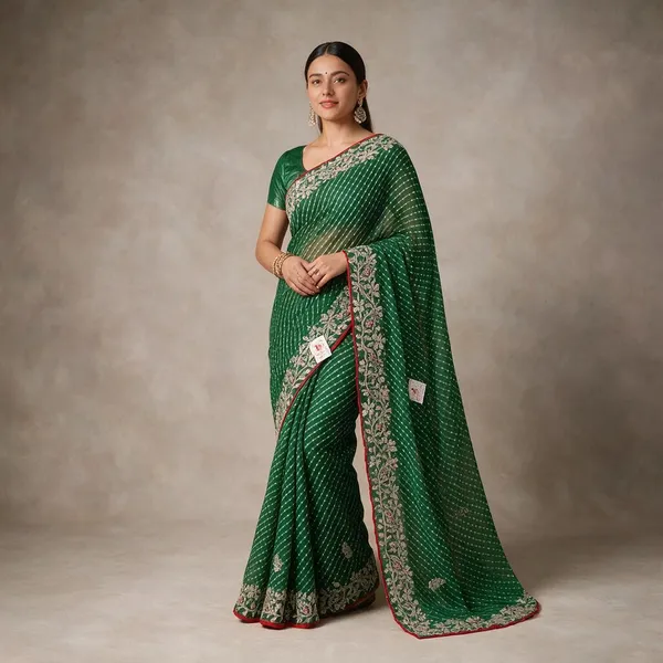 Green_Embroidered_Saree_For_Women