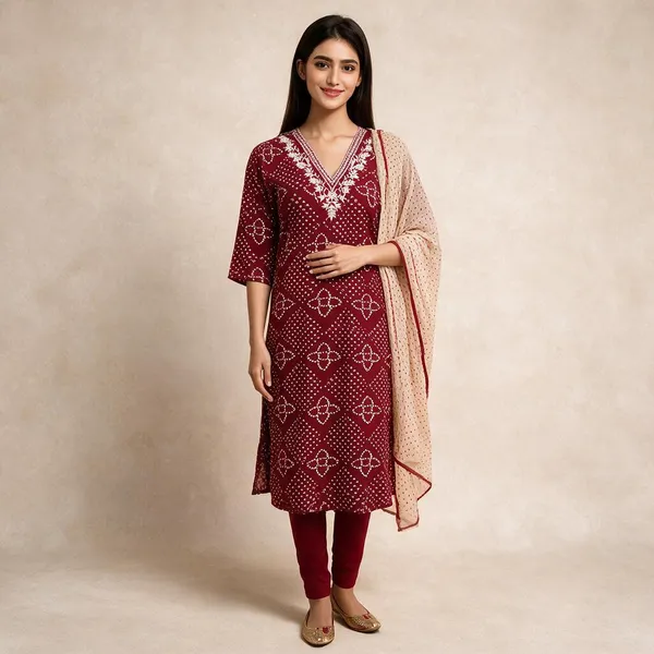 Red_Cotton_Straight_Kurta_Set_For_Women