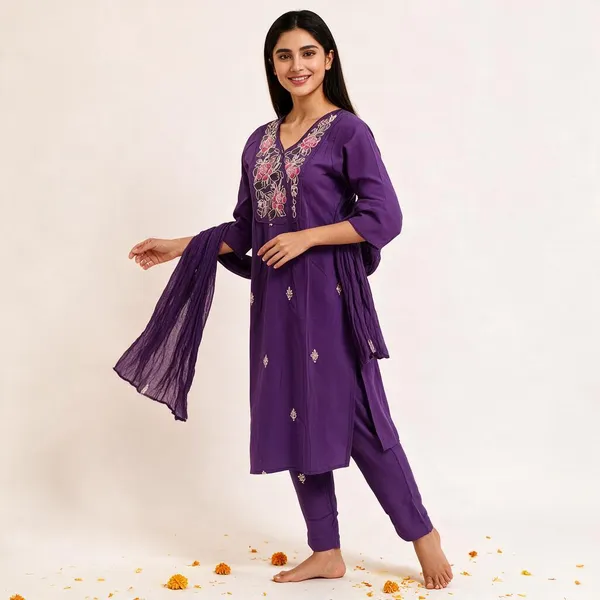 Purple_Cotton_Straight_Kurta_Set_For_Women