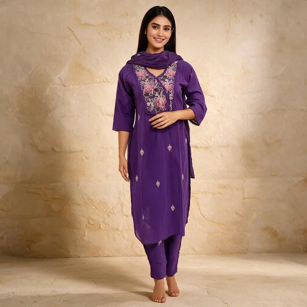 Purple_Cotton_Straight_Kurta_Set_For_Women