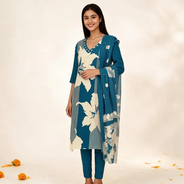 Blue_Cotton_Straight_Kurta_Set_For_Women