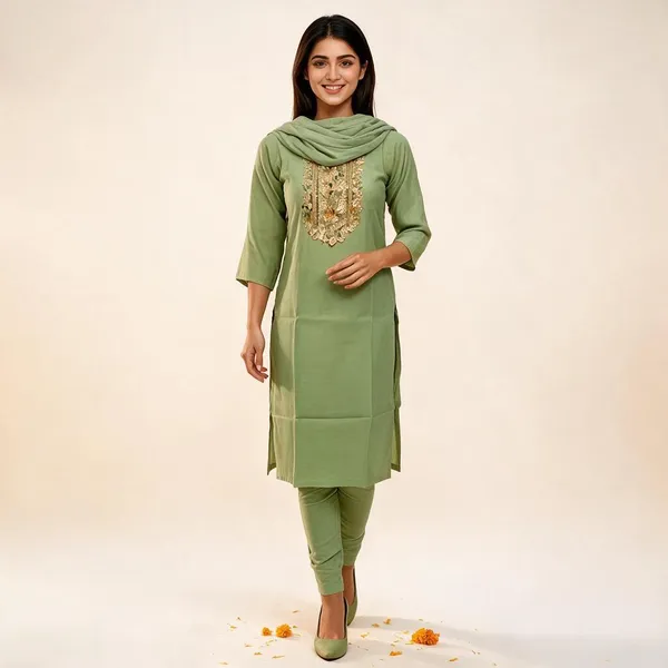 Green_Cotton_Straight_Kurta_Set_For_Women