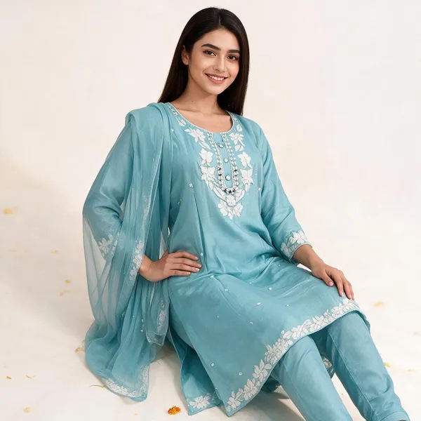 Light_Blue_Crepe_Straight_Kurta_Set_For_Women