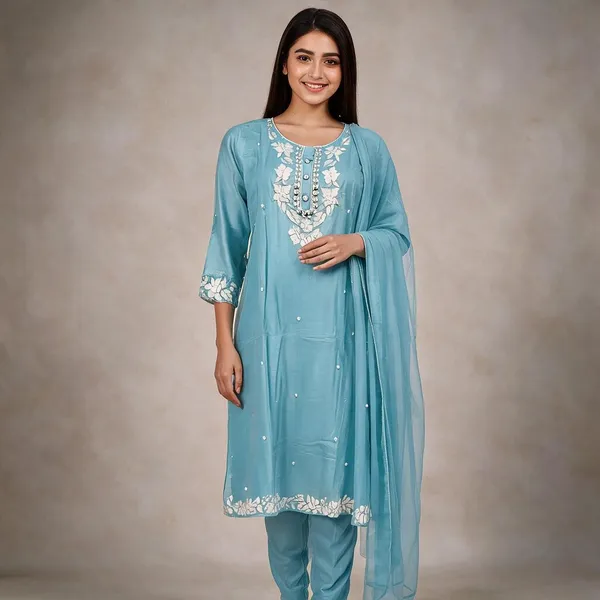 Light_Blue_Crepe_Straight_Kurta_Set_For_Women