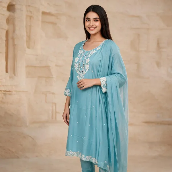 Light_Blue_Crepe_Straight_Kurta_Set_For_Women