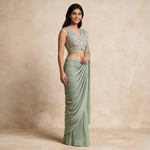 Mint_Green_Butter_Crepe_Saree_For_Women