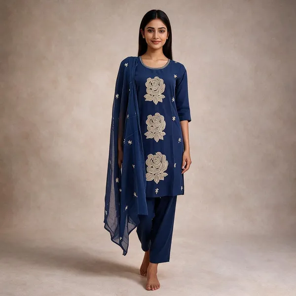 Blue_Cotton_Kurta_Set_For_Women