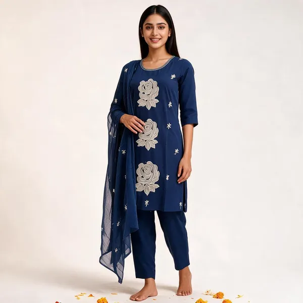 Blue_Cotton_Kurta_Set_For_Women