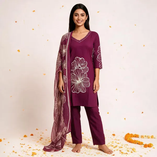 Purple_Cotton_Straight_Kurta_Set_For_Women