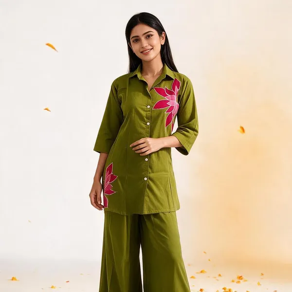 Green_Cotton_Straight_Kurta_Set_For_Women