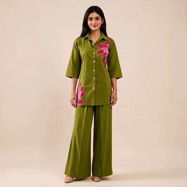 Green_Cotton_Straight_Kurta_Set_For_Women