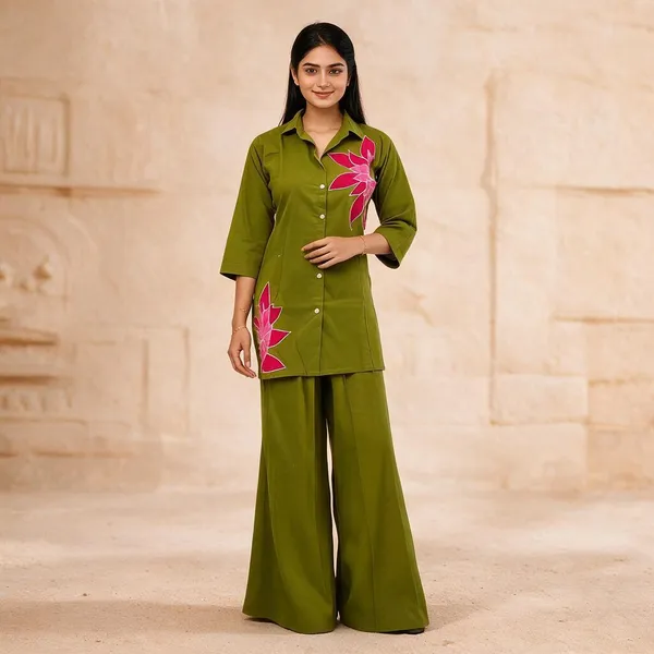 Green_Cotton_Straight_Kurta_Set_For_Women