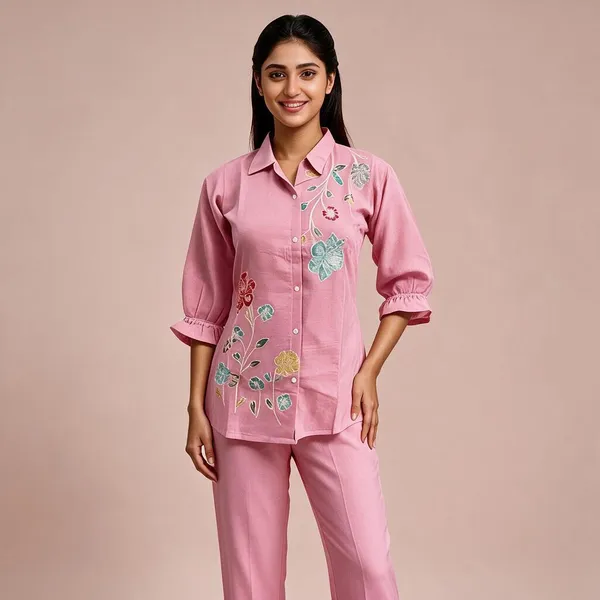 Pink_Crepe_Shirt_And_Trouser_Set_For_Women