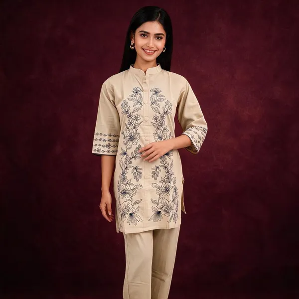 Cream_Cotton_Kurta_Set_For_Women