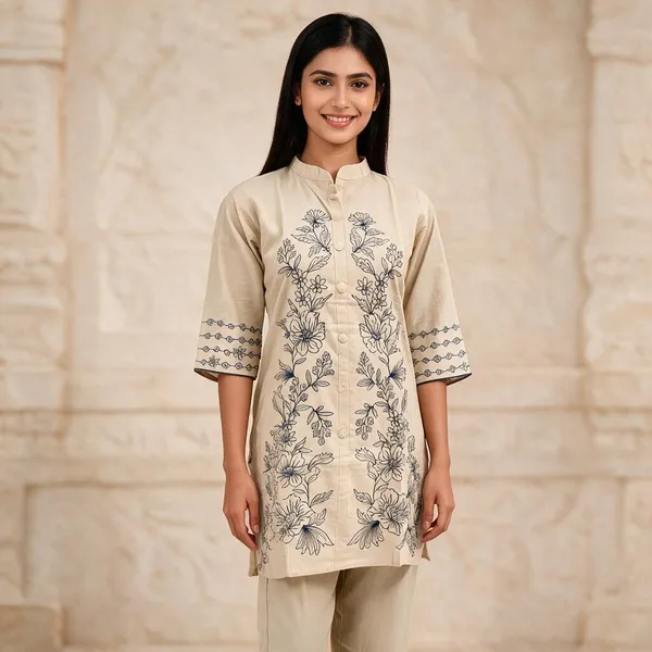 Cream_Cotton_Kurta_Set_For_Women