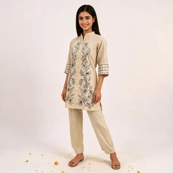 Cream_Cotton_Kurta_Set_For_Women