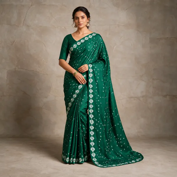 Green_Bandhani_Style_Saree_For_Women