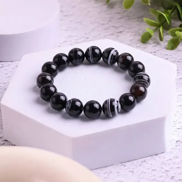 Black_Stone_Beads_Striped_Bracelet_For_Unisex