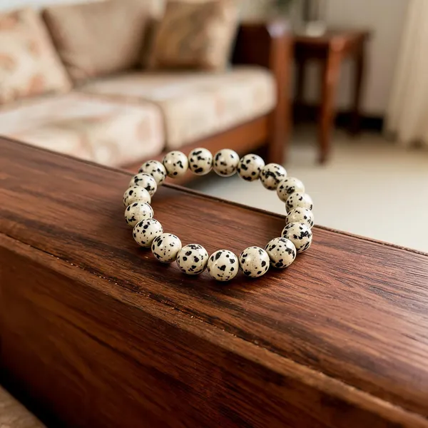 Cream_Metal_Beads_Spotted_Bracelet_For_Unisex