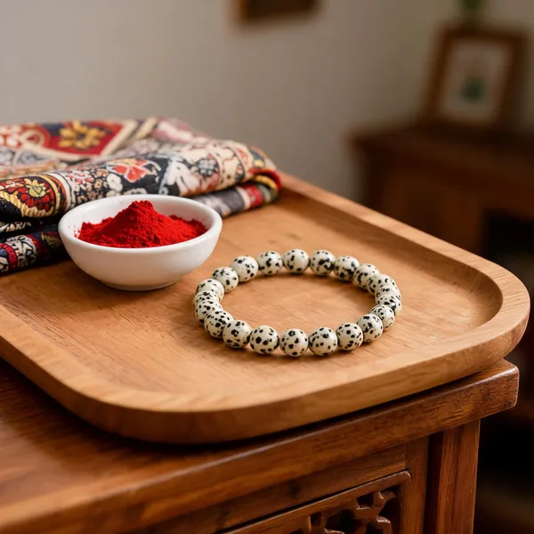 Cream_Metal_Beads_Spotted_Bracelet_For_Unisex