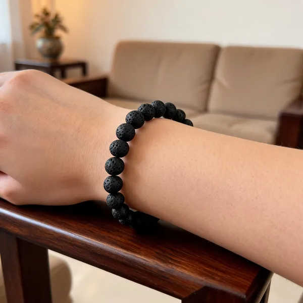 Black_Stone_Beads_Textured_Bracelet_For_Unisex