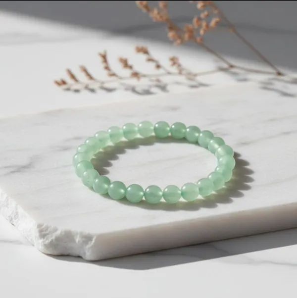 Green_Aventurine_Stone_Beads_Stretch_Bracelet_For_Unisex