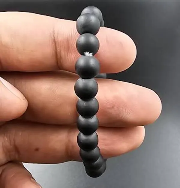 Black_Stone_Beads_Stretch_Bracelet_For_Unisex