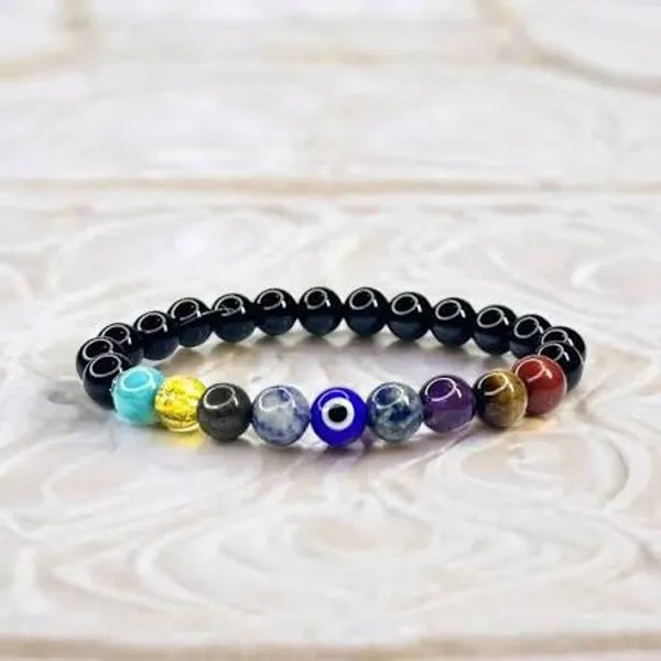 Black_Stone_Beads_Seven_Chakra_Bracelet_For_Unisex