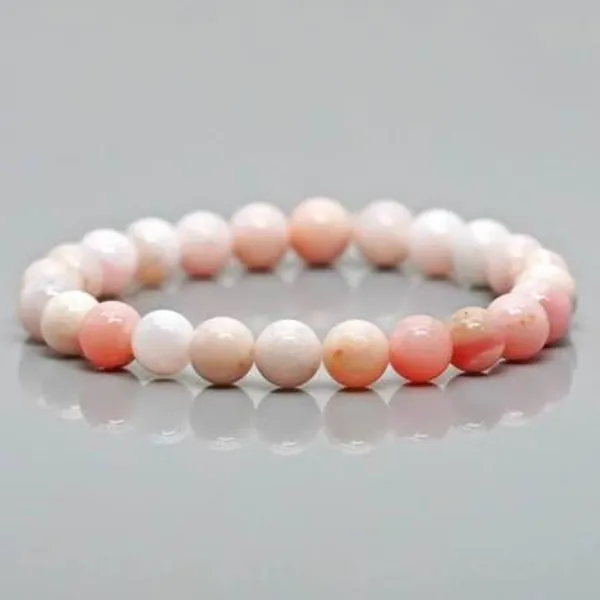 Pink_Stone_Beads_Stretch_Bracelet_For_Unisex