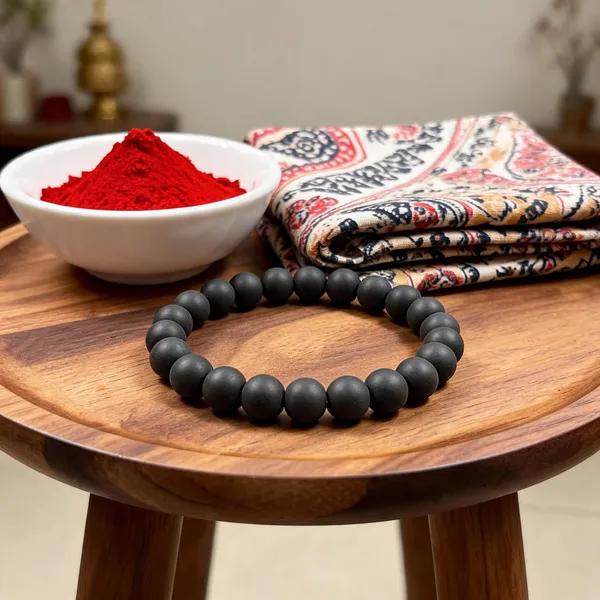 Black_Stone_Beads_Stretch_Bracelet_For_Unisex