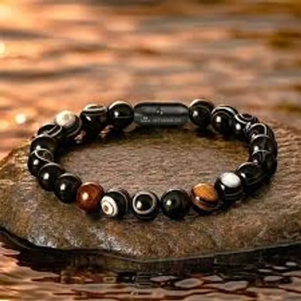 Black_Stone_Beads_Mixed_Accent_Bracelet_For_Unisex