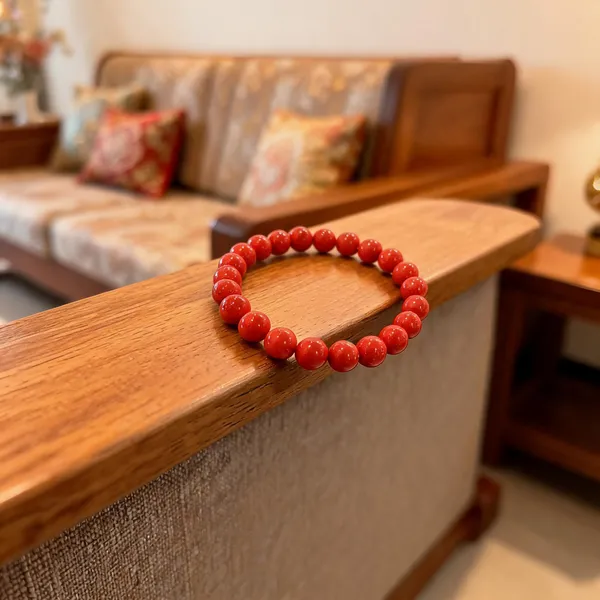 Red_Stone_Beads_Bracelet_For_Unisex