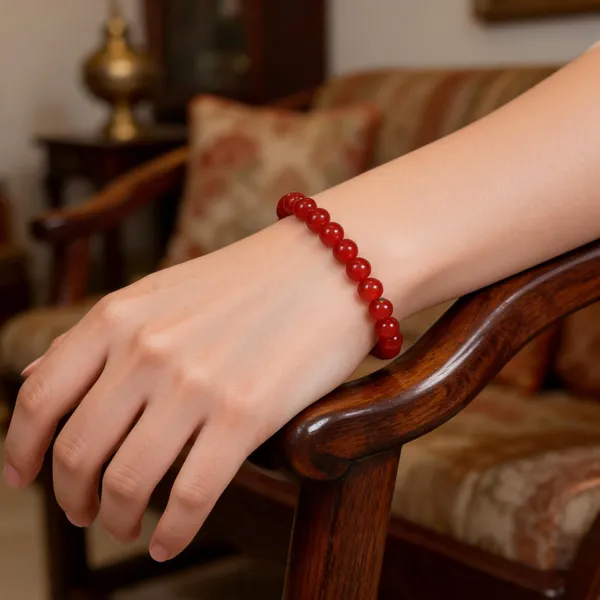Red_Stone_Beads_Bracelet_For_Unisex