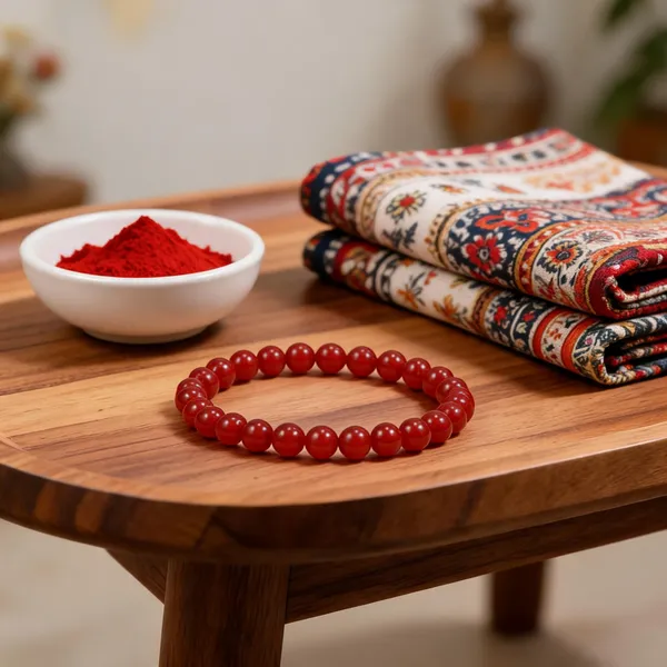 Red_Stone_Beads_Bracelet_For_Unisex