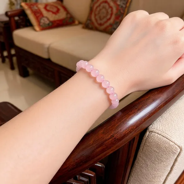 Pink_Stone_Beads_Bracelet_For_Unisex