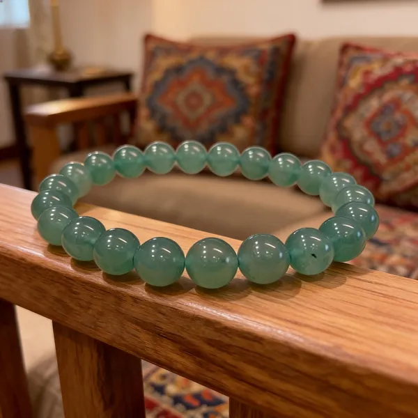 Green_Stone_Beads_Round_Bracelet_For_Unisex