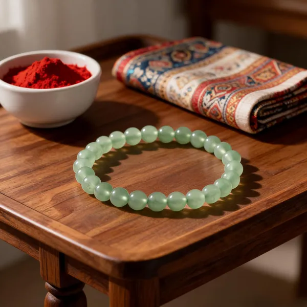 Green_Aventurine_Stone_Beads_Stretch_Bracelet_For_Unisex