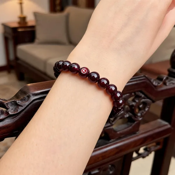 Burgundy_Stone_Beads_Bracelet_For_Unisex