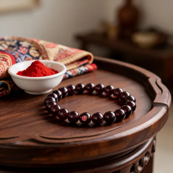 Burgundy_Stone_Beads_Bracelet_For_Unisex
