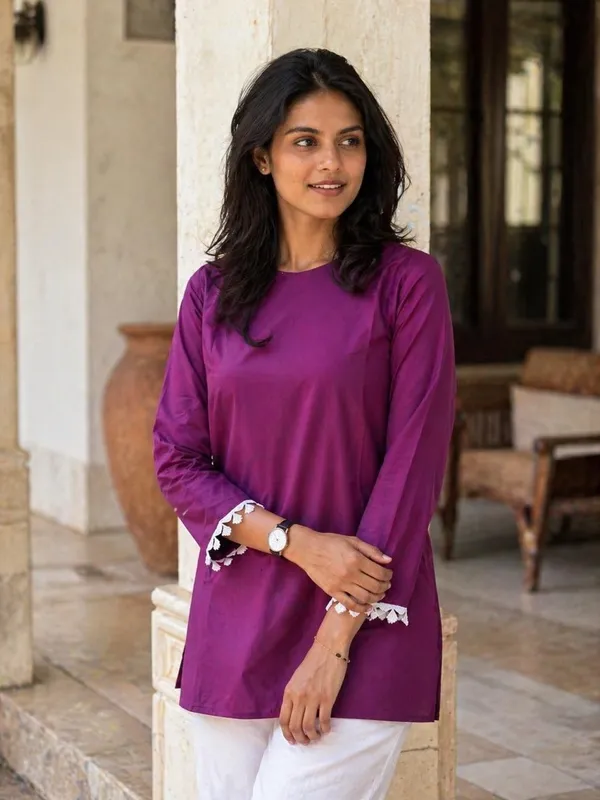 Purple_Cotton_Short_Kurti_For_Women