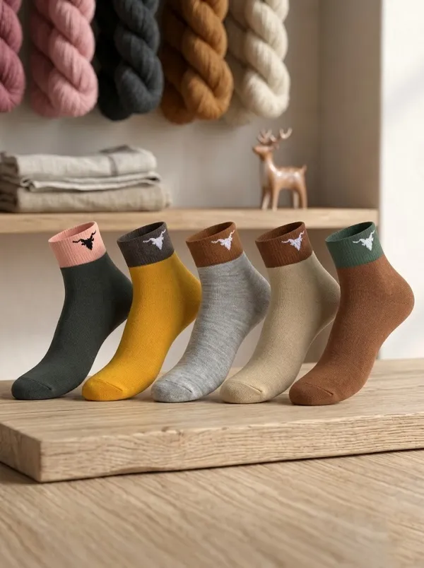 Pack_Of_5_Multicolor_Cotton_Two-Tone_Crew_Socks_For_Unisex