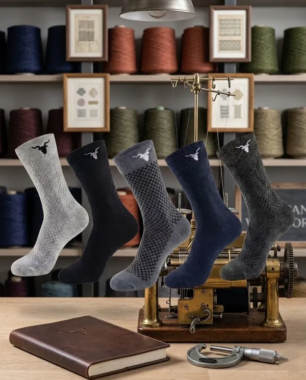 Pack_Of_5_Multicolor_Cotton_Diamond_Knit_Dress_Socks_For_Unisex