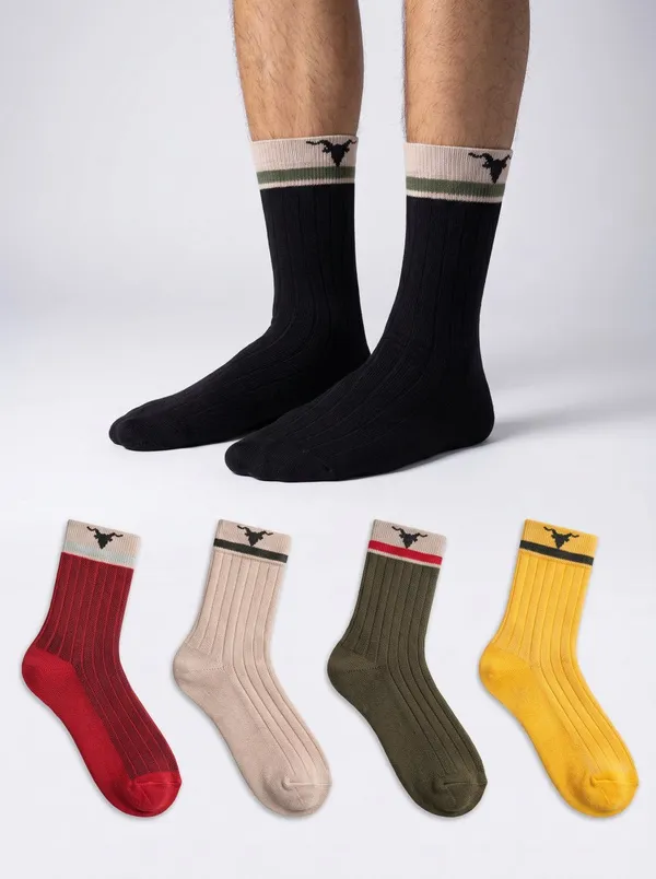 Pack_Of_5_Multicolor_Striped_Cotton_Wide-Ribbed_Crew_Socks_For_Unisex