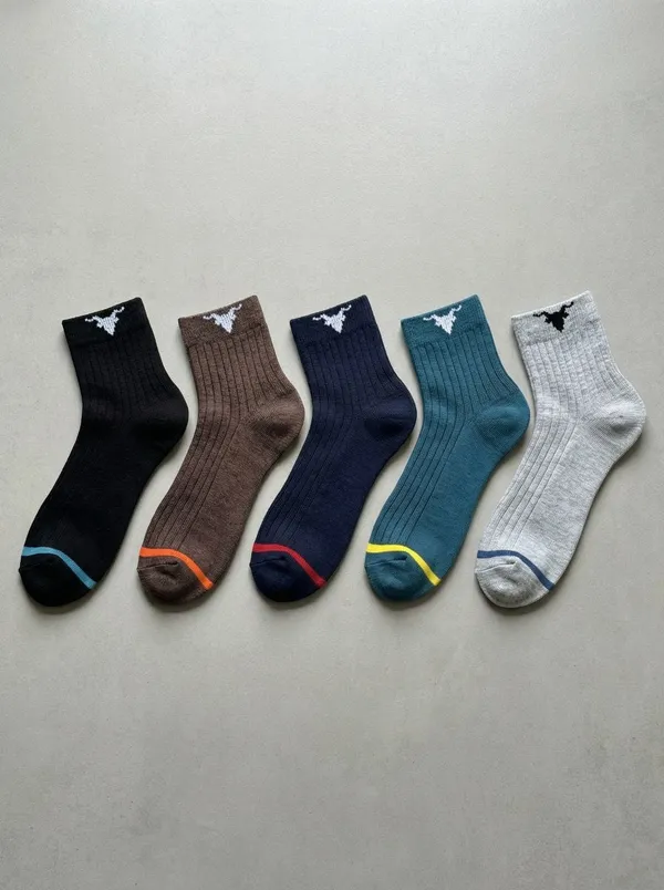 Pack_Of_5_Multicolor_Striped_Cotton_Ribbed_Quarter_Socks_For_Unisex
