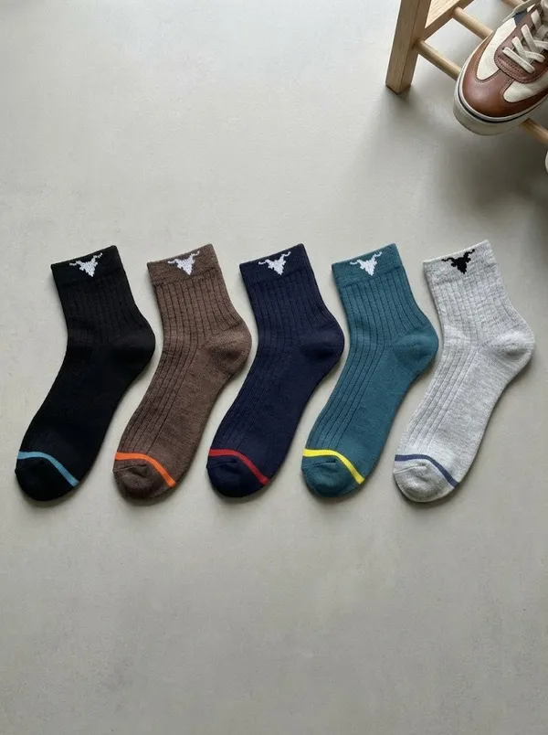 Pack_Of_5_Multicolor_Striped_Cotton_Ribbed_Quarter_Socks_For_Unisex