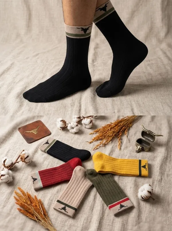 Pack_Of_5_Multicolor_Striped_Cotton_Wide-Ribbed_Crew_Socks_For_Unisex