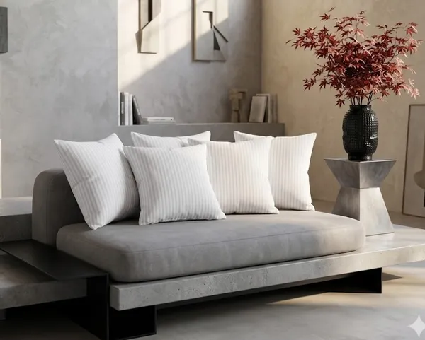 ComfortU_Microfibre_Sofa_Cushions_Pack_of_5,_16x16_Inch_Stripped_Cushion_(White)