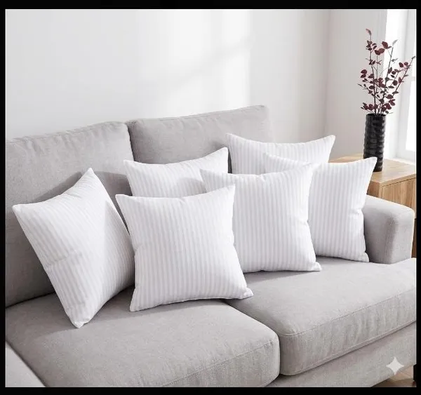 ComfortU_Microfibre_Sofa_Cushions_Pack_of_5,_16x16_Inch_Stripped_Cushion_(White)